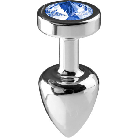 Plug argent en aluminium bijou bleu L