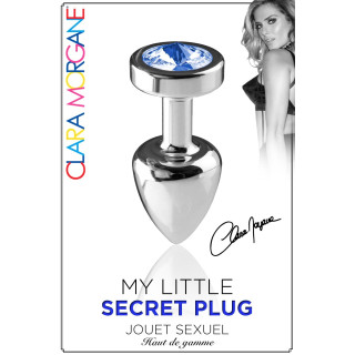 Plug argent en aluminium bijou bleu L