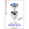 Plug argent en aluminium bijou bleu L