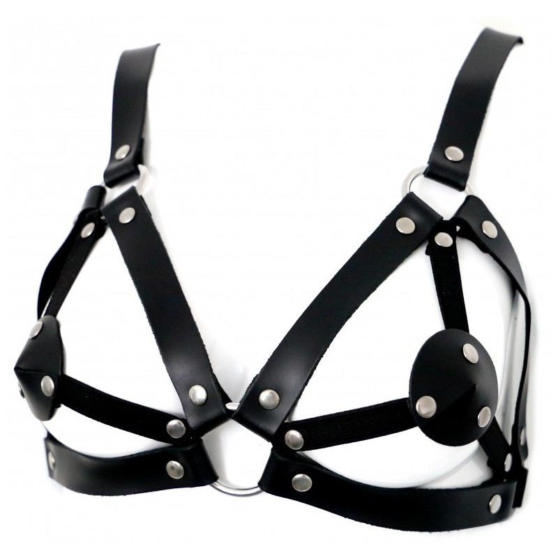 Soutien-gorge en cuir avec cache-seins