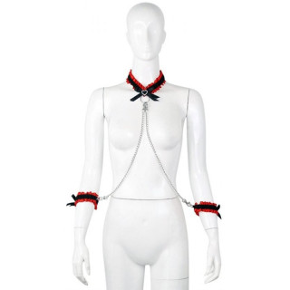 Kit collier et menottes Romance rouge et noir