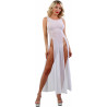 Robe longue micro-résille transparente blanche L-XL