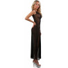 Robe longue micro-résille transparente noire L-XL