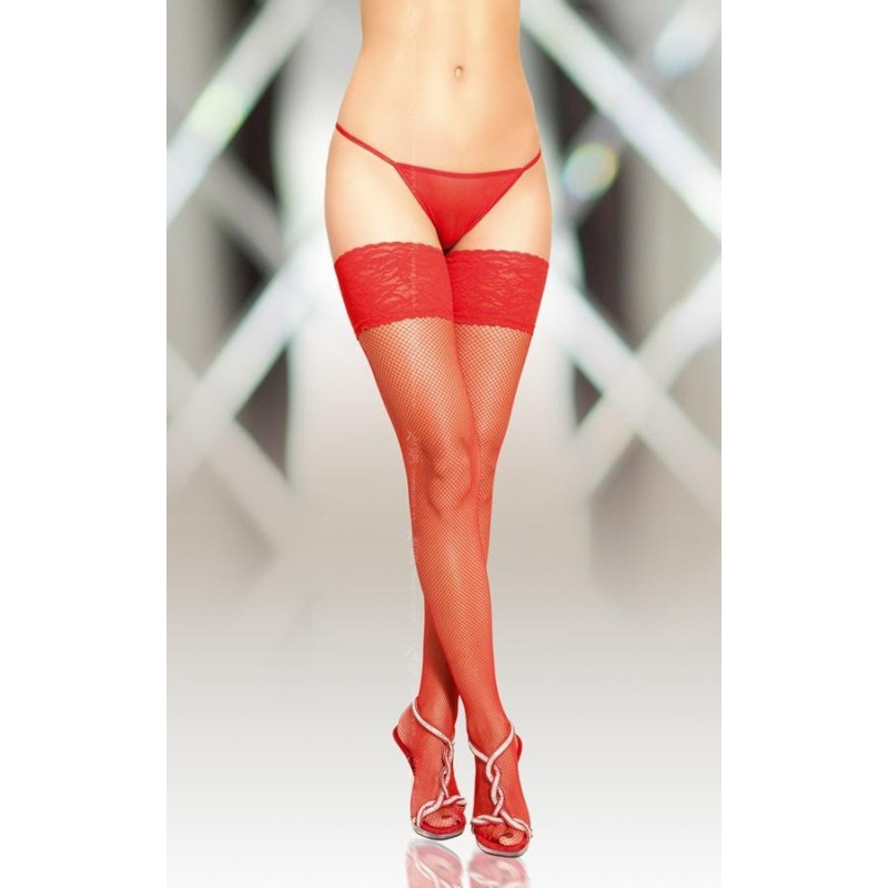 Bas rouge couture arrière pour porte-jarretelles T2