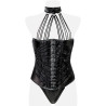 Corset seins nus dentelle et simili cuir S