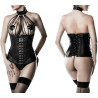 Corset seins nus dentelle et simili cuir XL
