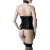 Corset seins nus dentelle et simili cuir XXL