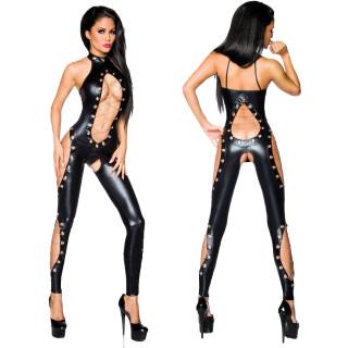 Catsuit ouvert wetlook et chaînes SARESIA S