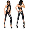 Catsuit ouvert wetlook et chaînes SARESIA L