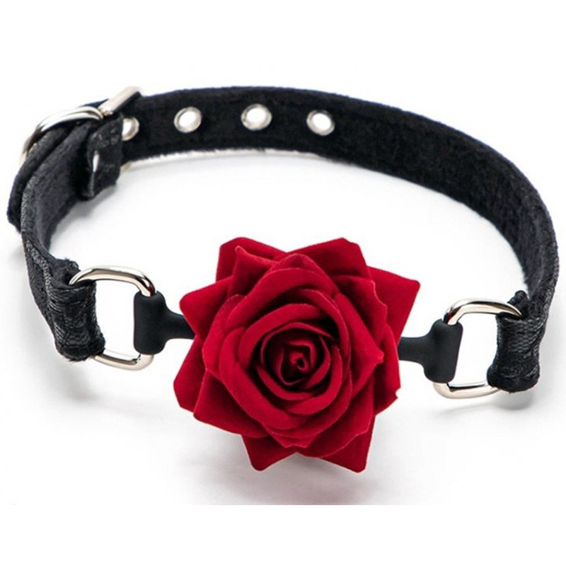 Baillon boule avec rose bug gag noir