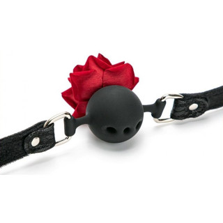 Baillon boule avec rose bug gag noir