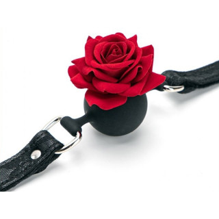 Baillon boule avec rose bug gag noir
