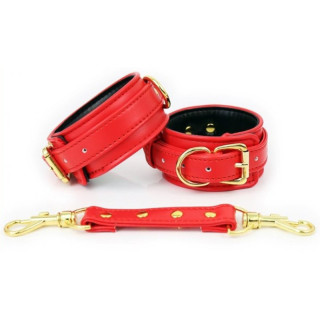Menottes simili cuir Pin Lock rouge