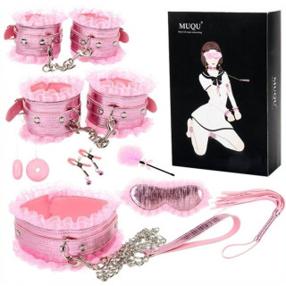 Coffret BDSM Lace Light 8 pièces rose
