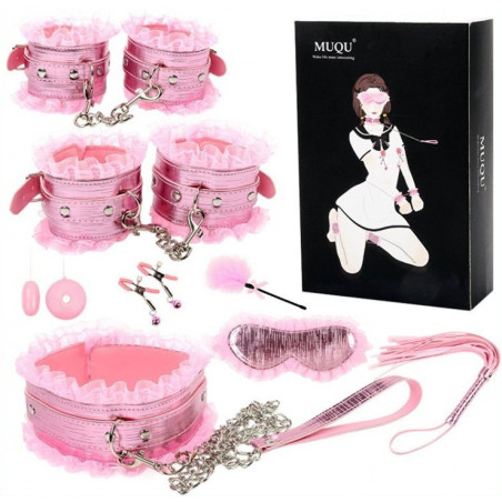 Coffret BDSM Lace Light 8 pièces rose