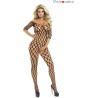 Catsuit noir large résille ronde S-L