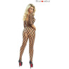 Catsuit noir large résille ronde XL-3XL