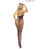Catsuit noir résille et effet laçage S-L
